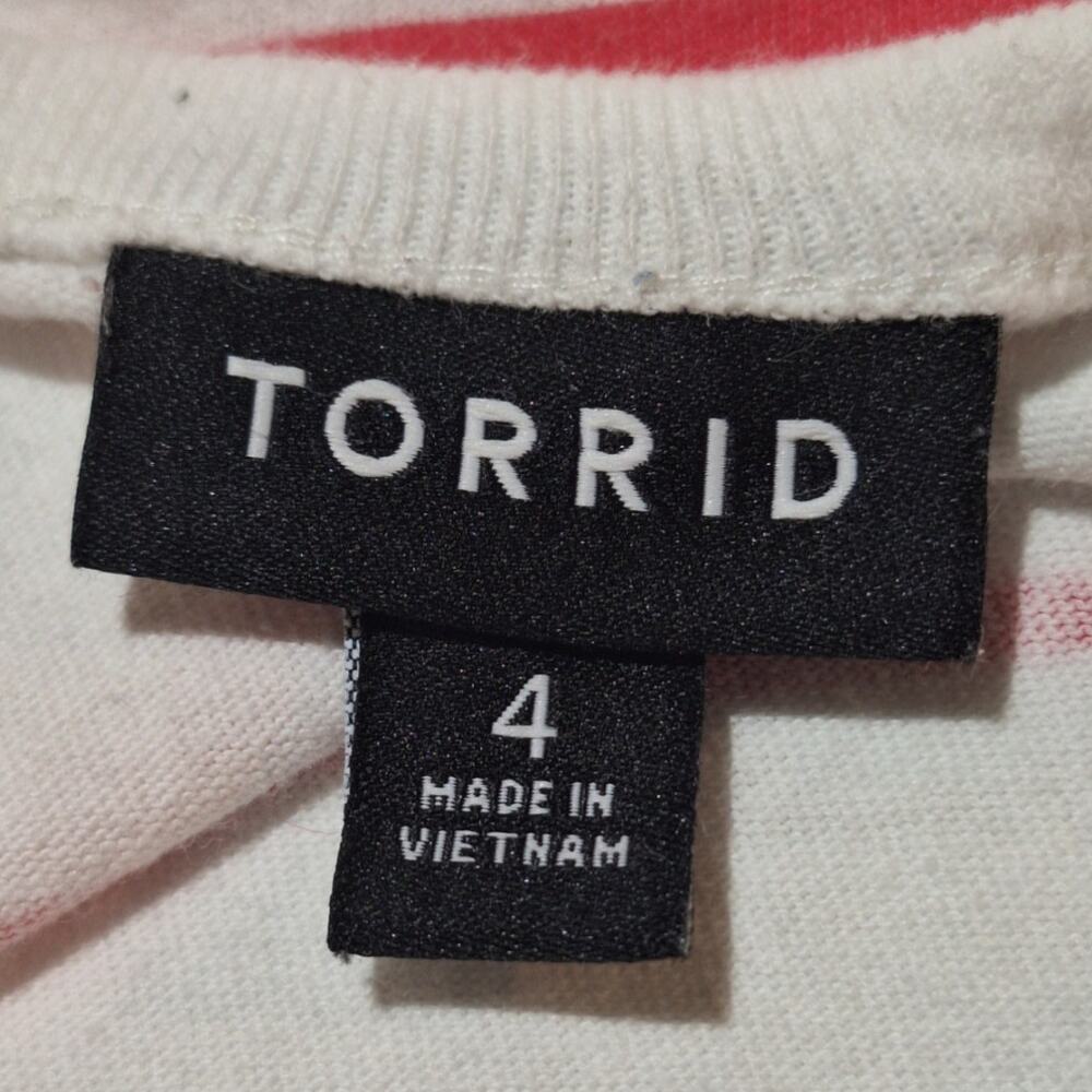 Torrid Tank Top Womens 4X/26 (Torrid Size 4) Pink White Striped Tiered Baby Doll - Picture 2 of 7